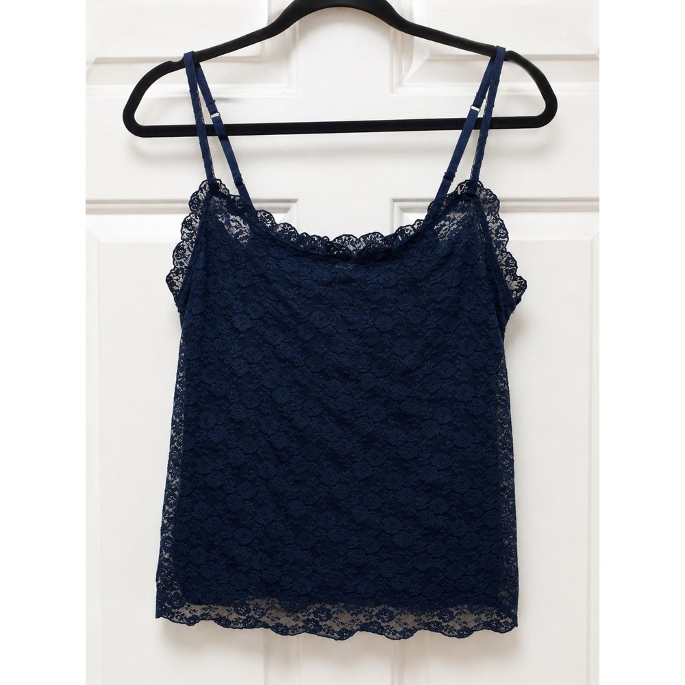 Old Navy Womens Navy Blue Floral Lace Camisole Top Adjustable Straps Large